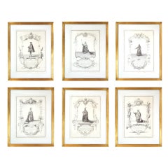 Set of Six Framed Early Engravings of French Monarchs