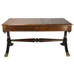 English William IV Style Mahogany Library Table.
