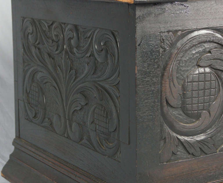 Carved Walnut Renaissance Revival Hall Bench 1
