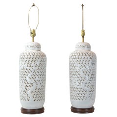 Pair of Very Large Blanc de Chine Table Lamps