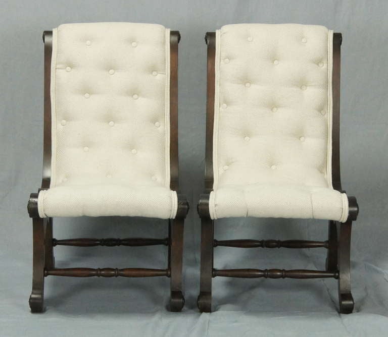 British Pair of Regency Style Slipper Chairs