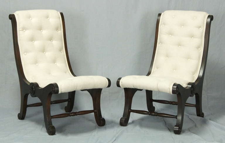20th Century Pair of Regency Style Slipper Chairs
