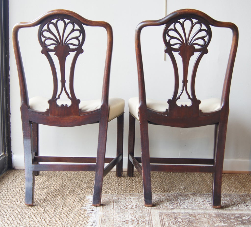 Wood Pair of 18th Century English Racquet-Back Chairs
