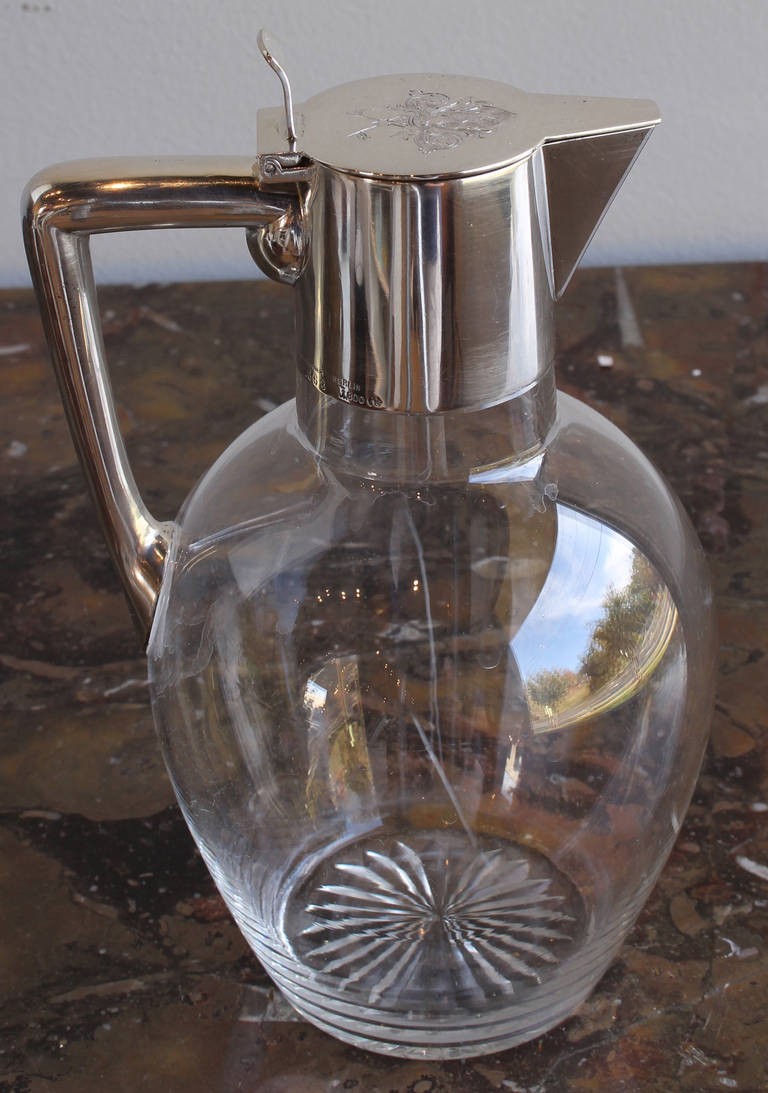 Glass Crystal and Silver Claret Jug