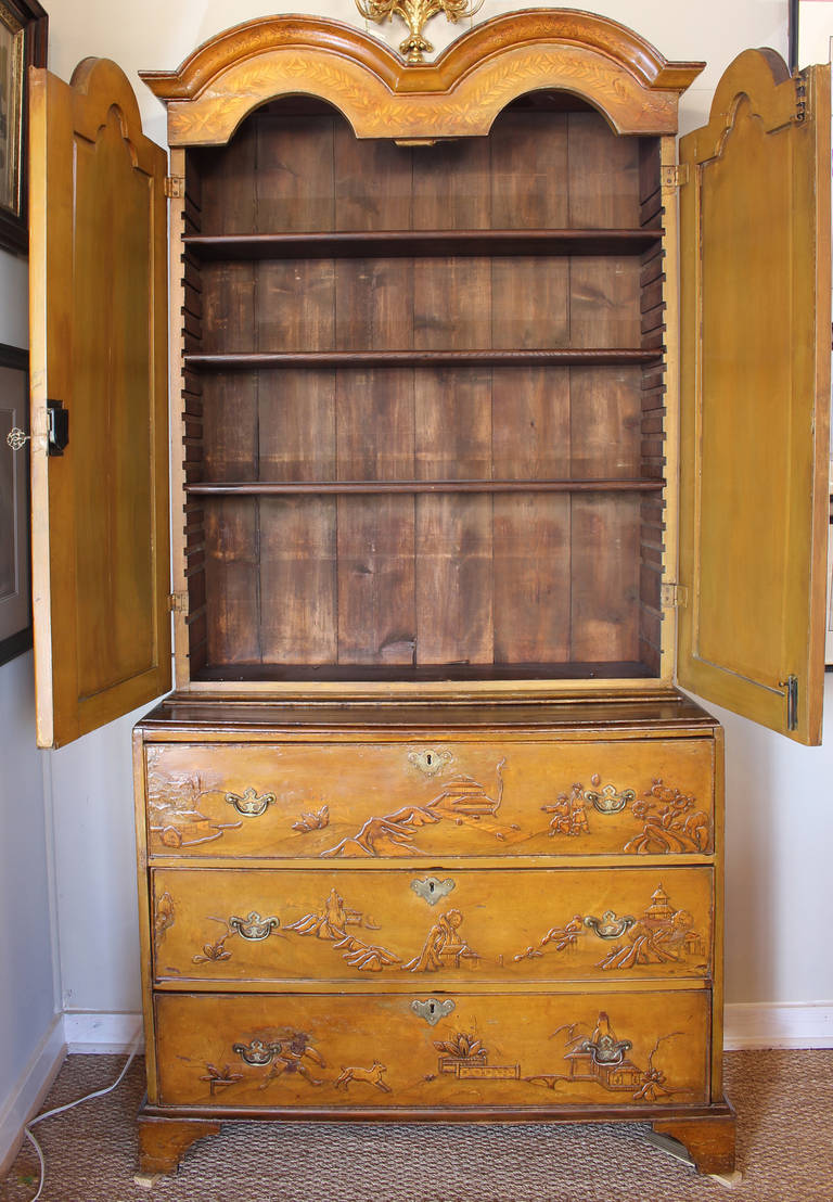 19th Century English Chinoiserie Bureau Bookcase, 1820