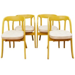 Set of Four Painted Mid-Century Modern Dining Chairs