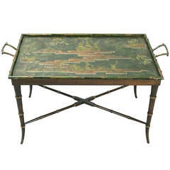 Retro Italian Tole Chinoiserie Decorated Cocktail Table