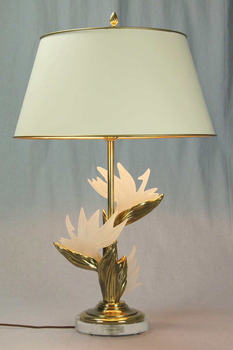 Pair of Brass and Lucite Bird of Paradise Table Lamps by Stiffel 4