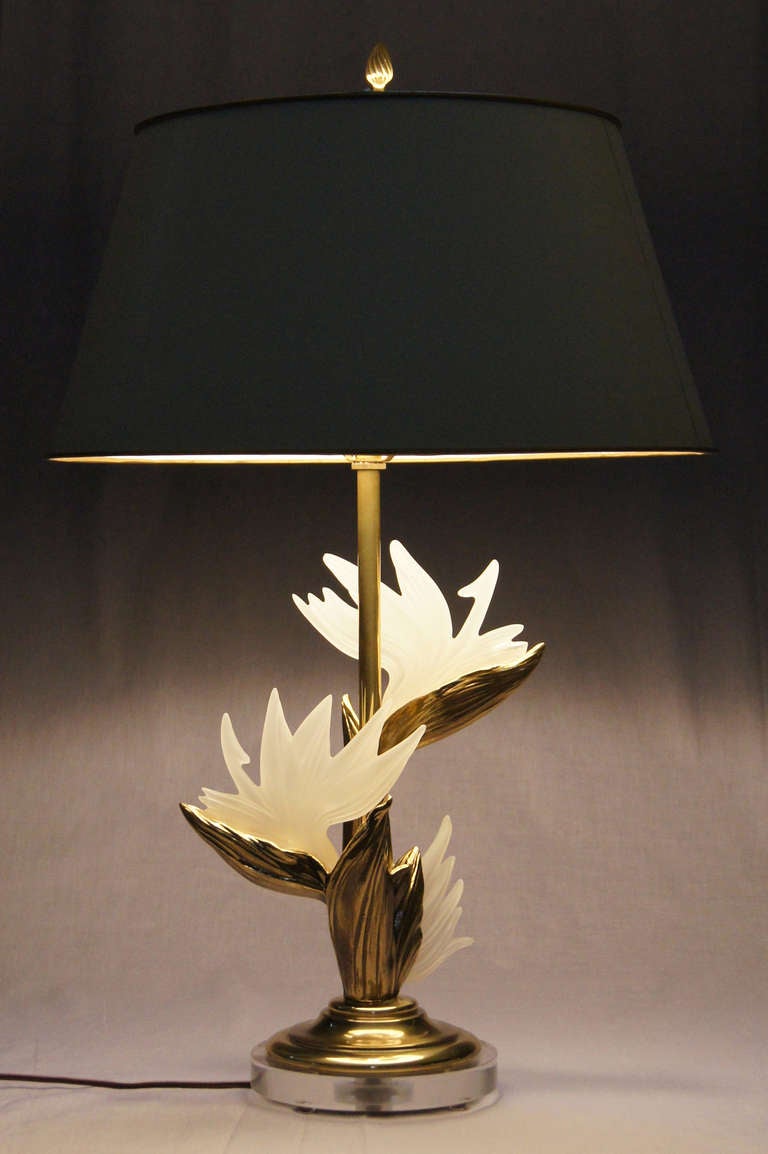 Pair of Brass and Lucite Bird of Paradise Table Lamps by Stiffel 5