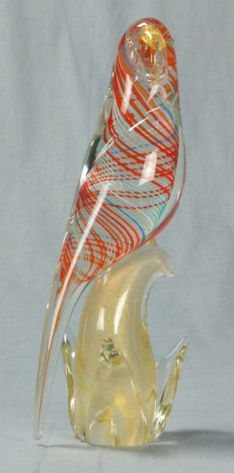 A large and colorful Murano glass parrot dating from the 1970's.