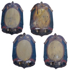 Set of Four Painted Tole Wall Sconces