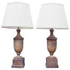 Pair of Neoclassical Style Marble Urn Lamps