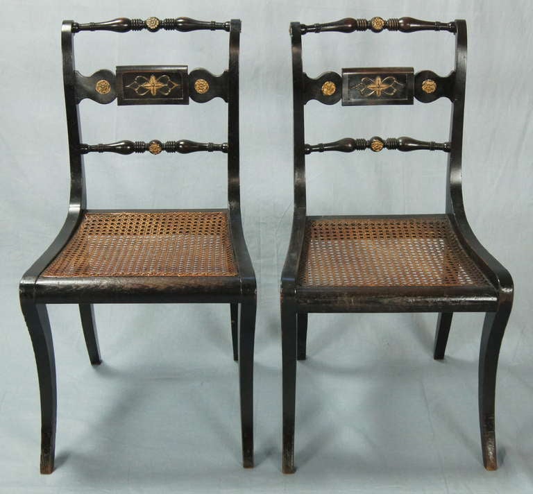 19th Century Set of Four English Regency Dining Chairs
