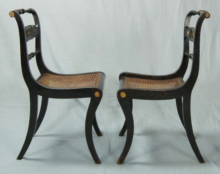 Wood Set of Four English Regency Dining Chairs