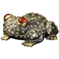 Large Cast Bronze Frog