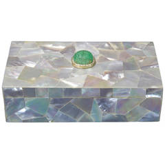 Mother-of-Pearl Box with Jade Stone