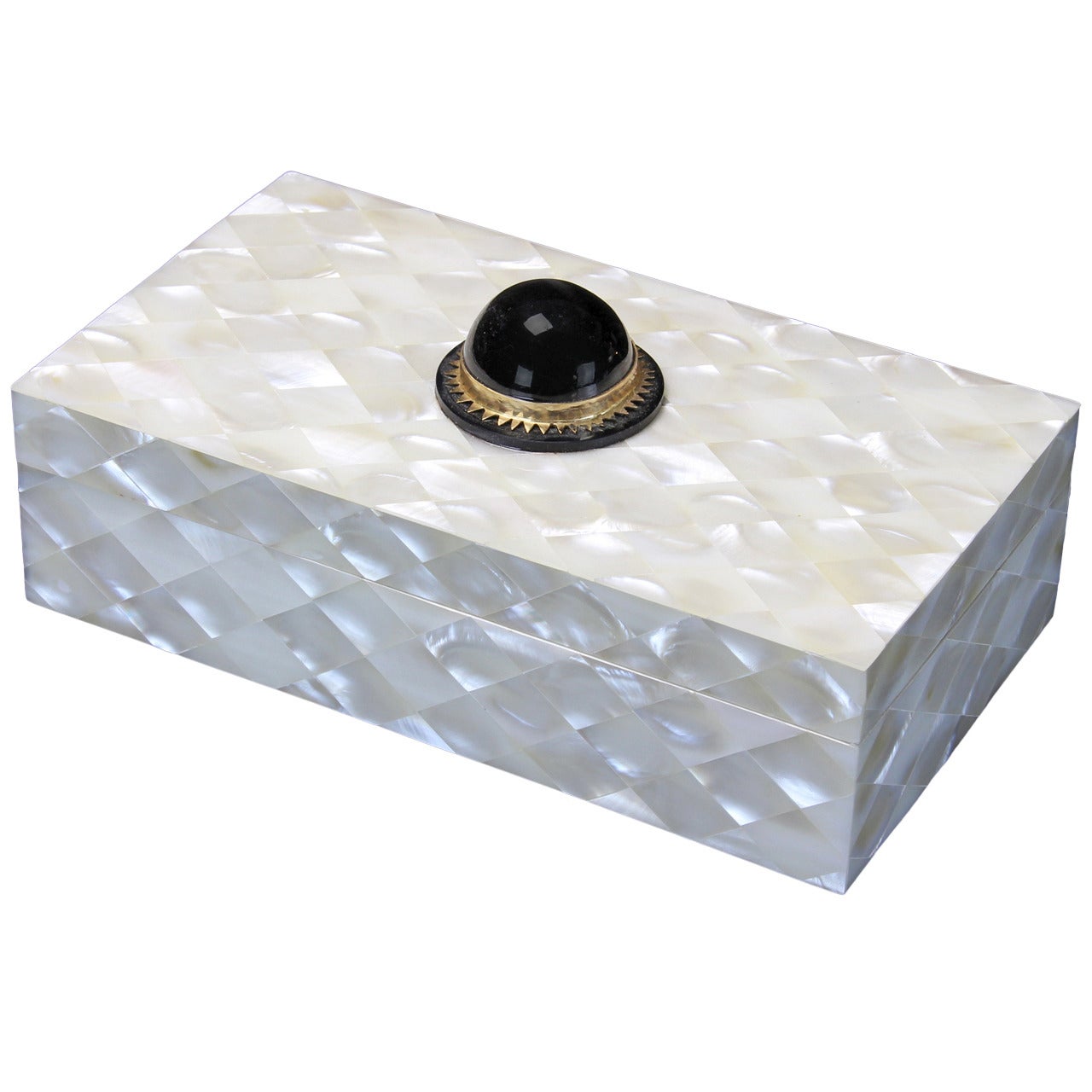Mother-of-Pearl Box with Black Cabochon