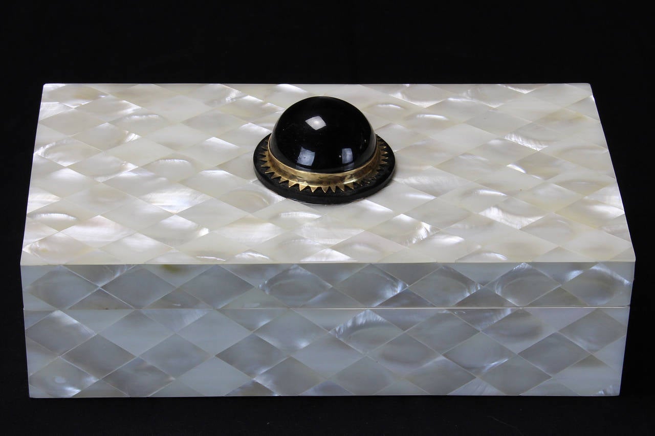 Italian Mother-of-Pearl Box with Black Cabochon