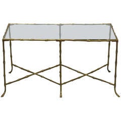Brass Faux Bamboo Cocktail Table by Bagues