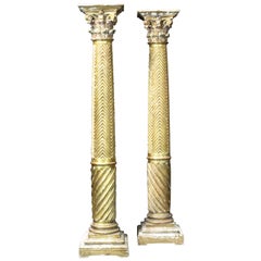 Pair of 19th Century Italian Neoclassical Gilt-Wood Columns