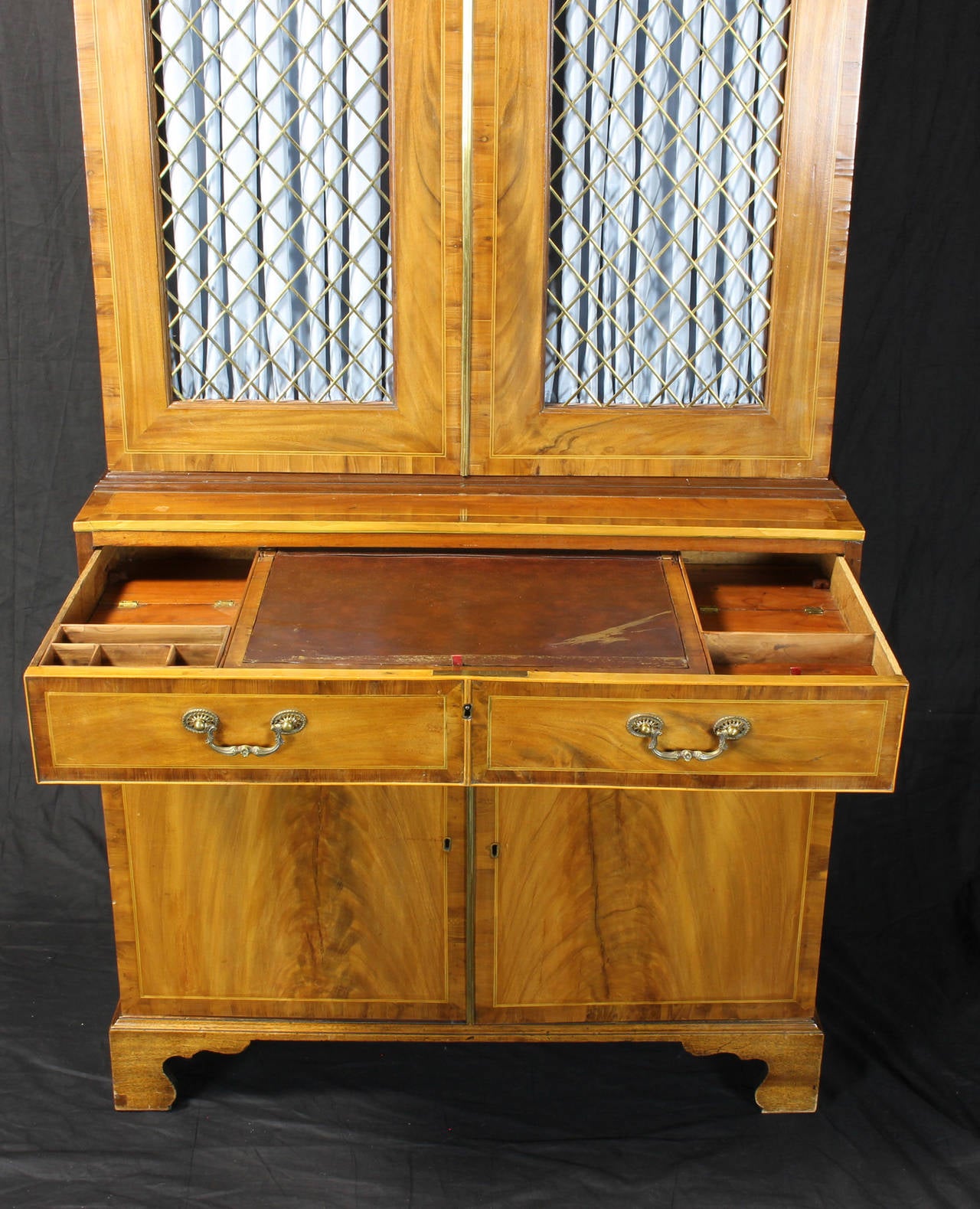 Wood English Regency Secretary Desk and Bookcase