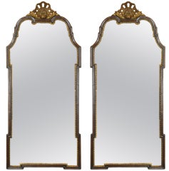 Pair of Queen Anne Style Walnut and Gilt Mirrors