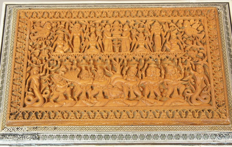 Anglo Indian Carved Wood and Ivory Sewing Box 3