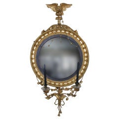 Large Giltwood Convex Mirror with Eagle