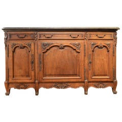 19th Century Regence Style Walnut Enfilade, Marble Top