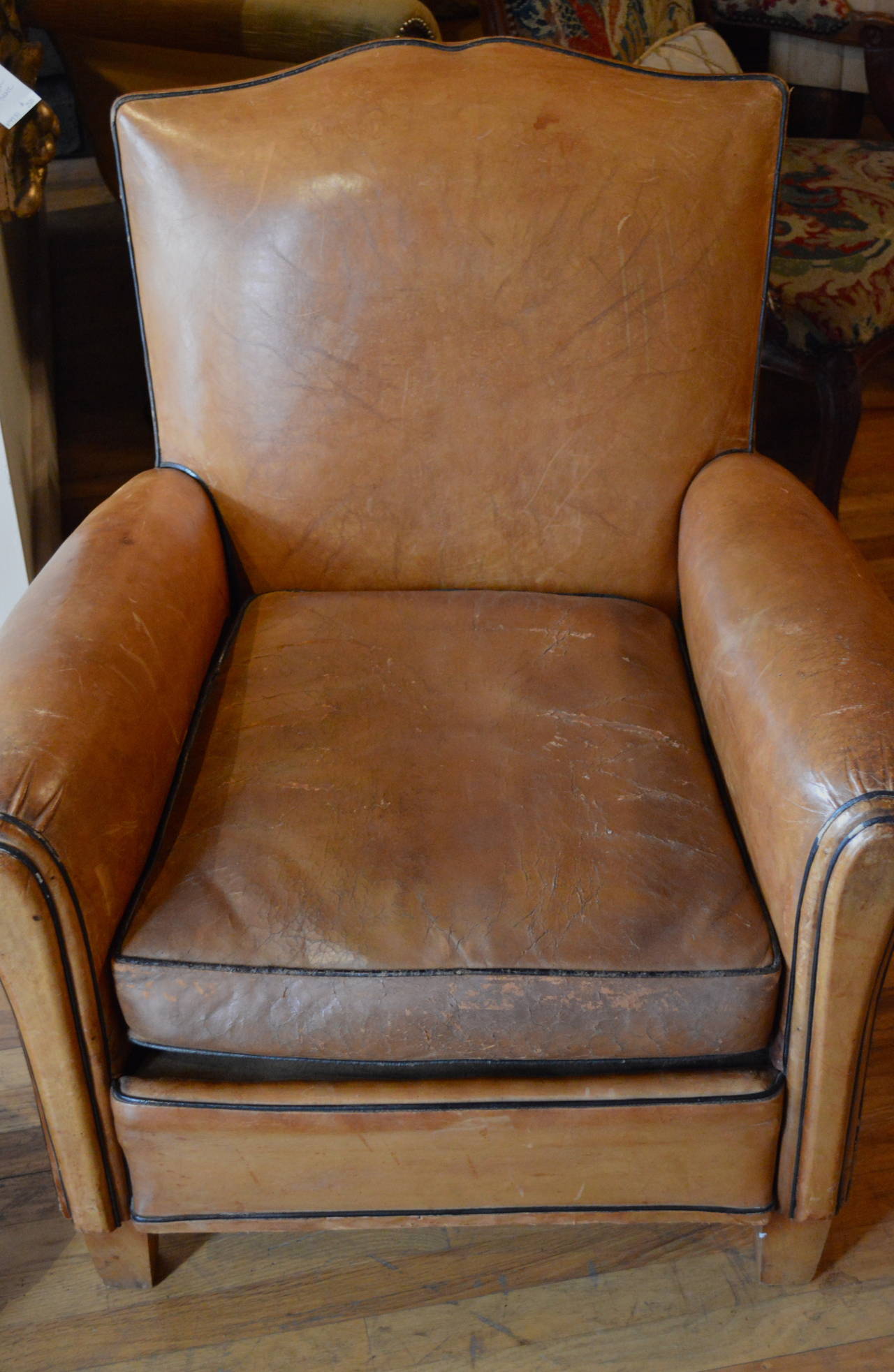 Pair of French Leather Art Deco Club Chairs 5