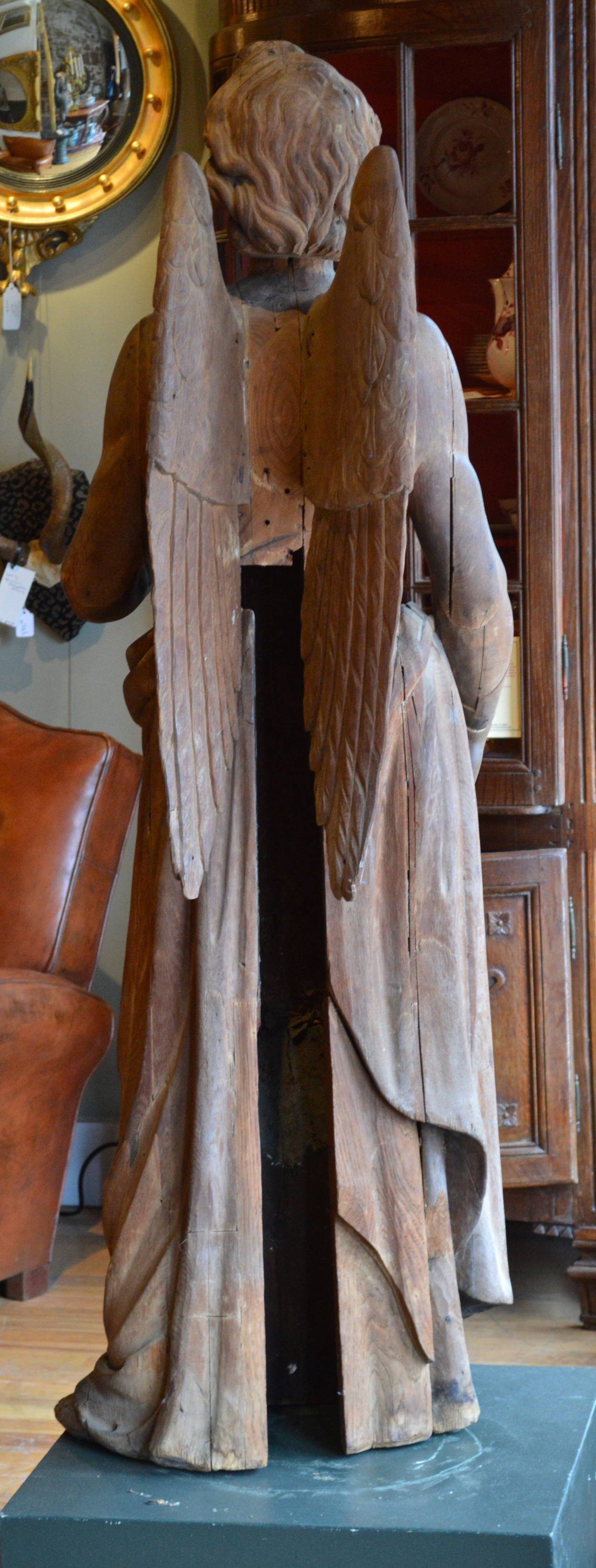 English 19th Century Carved Figure of Archangel St. Uriel For Sale
