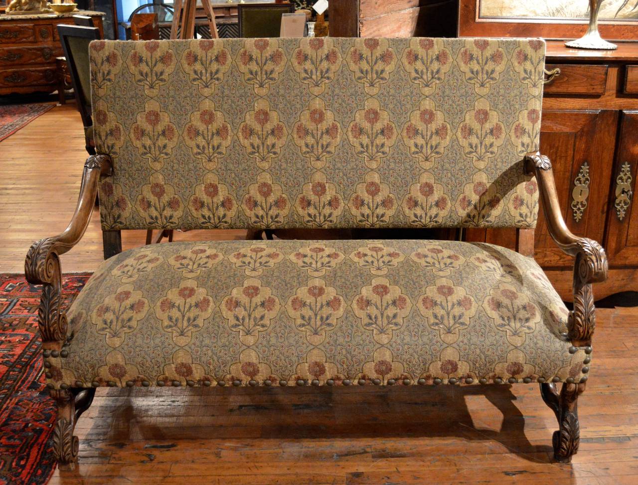 19th Century Louis XIII Style Walnut Settee