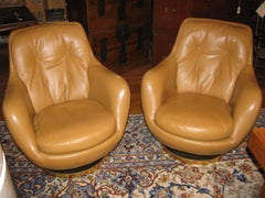Pair of Milo Baughman Swivel- Rocking Tub Chairs
