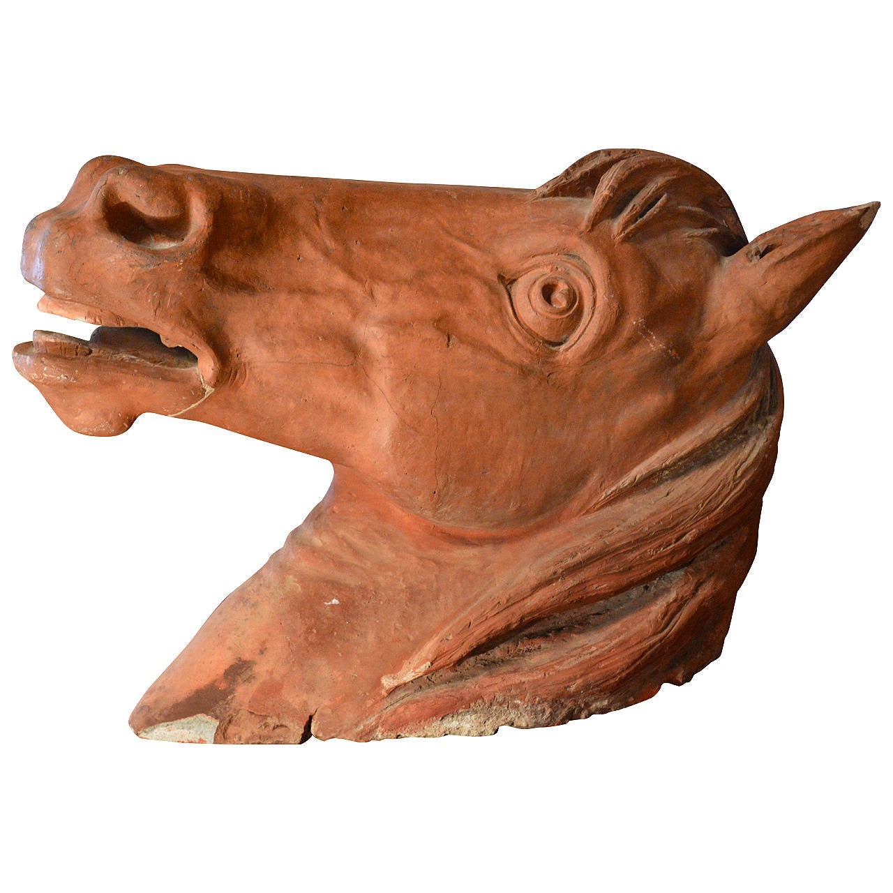 19th Century Hanging French Terracotta Horse Bust For Sale