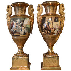 19th Century Pair of Fine Neoclassical French Porcelain Vases