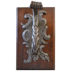 Antique Very Rare French Rococo Hand-Wrought Iron Door Knocker