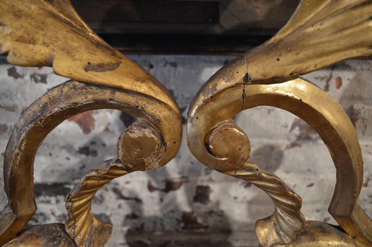 Pair of Carved Italian Rococo Bois Doré Prickets, 18th Century