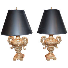 Carved Italian Rococo 18th century Giltwood Lamps