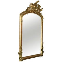 Large Rococo Style 19th Century French Gilt Mirror