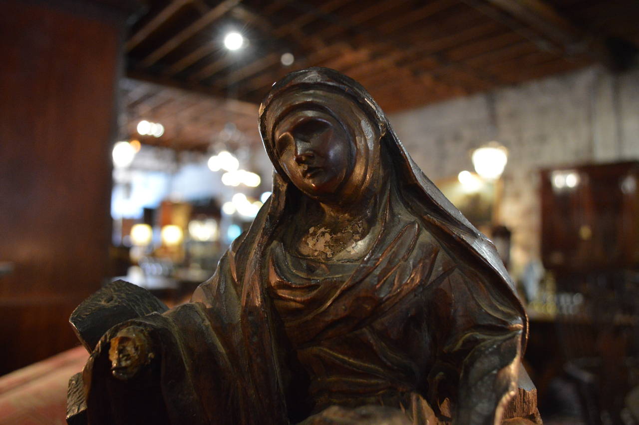 Baroque Carved 18th Century Pieta, Saint Anne and Jesus For Sale