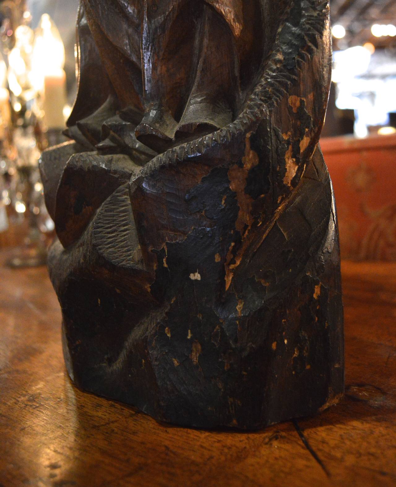 Walnut Carved 18th Century Pieta, Saint Anne and Jesus For Sale