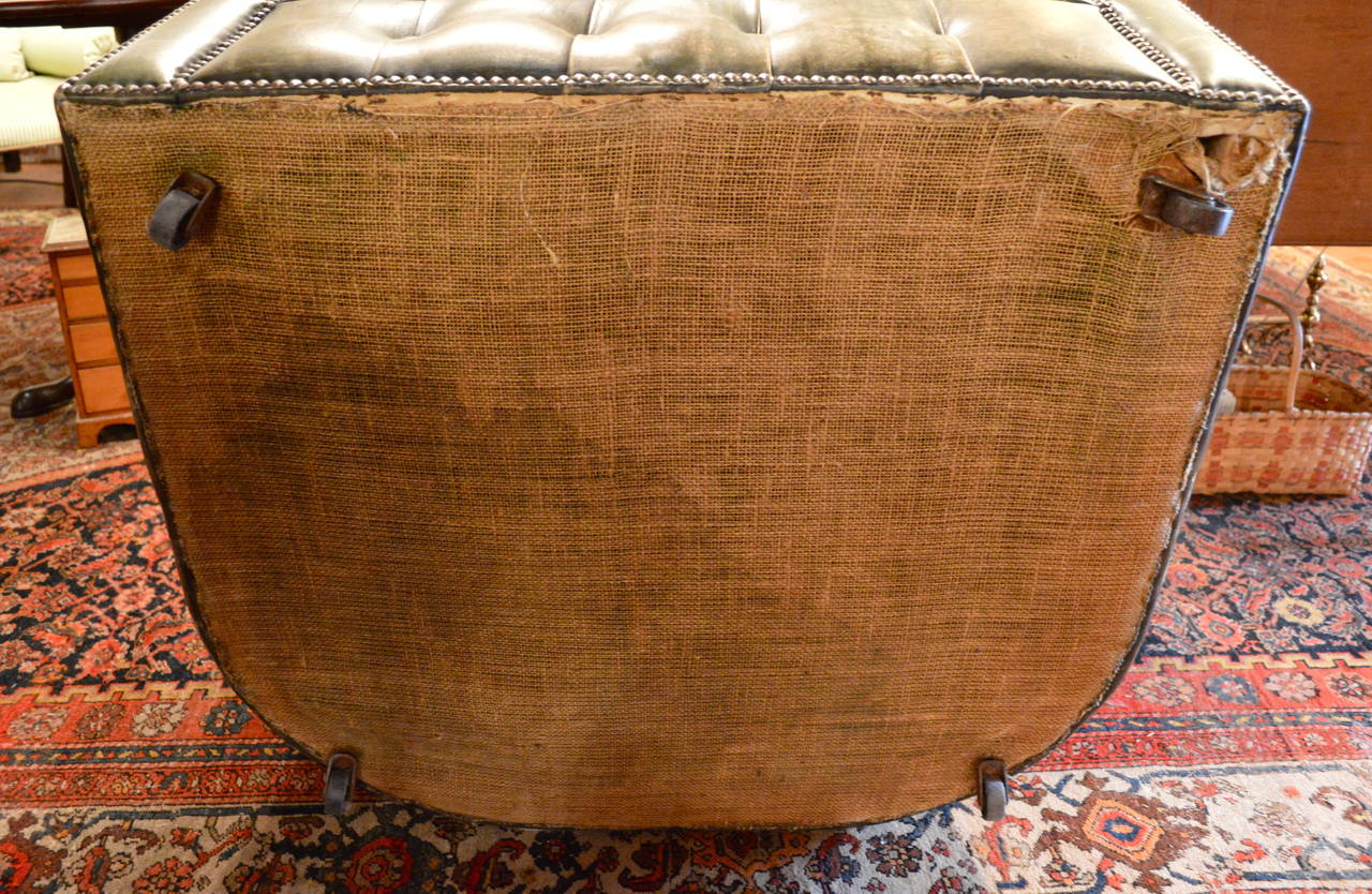 English Green Leather Tufted Chesterfield Club Chairs For Sale at 1stDibs