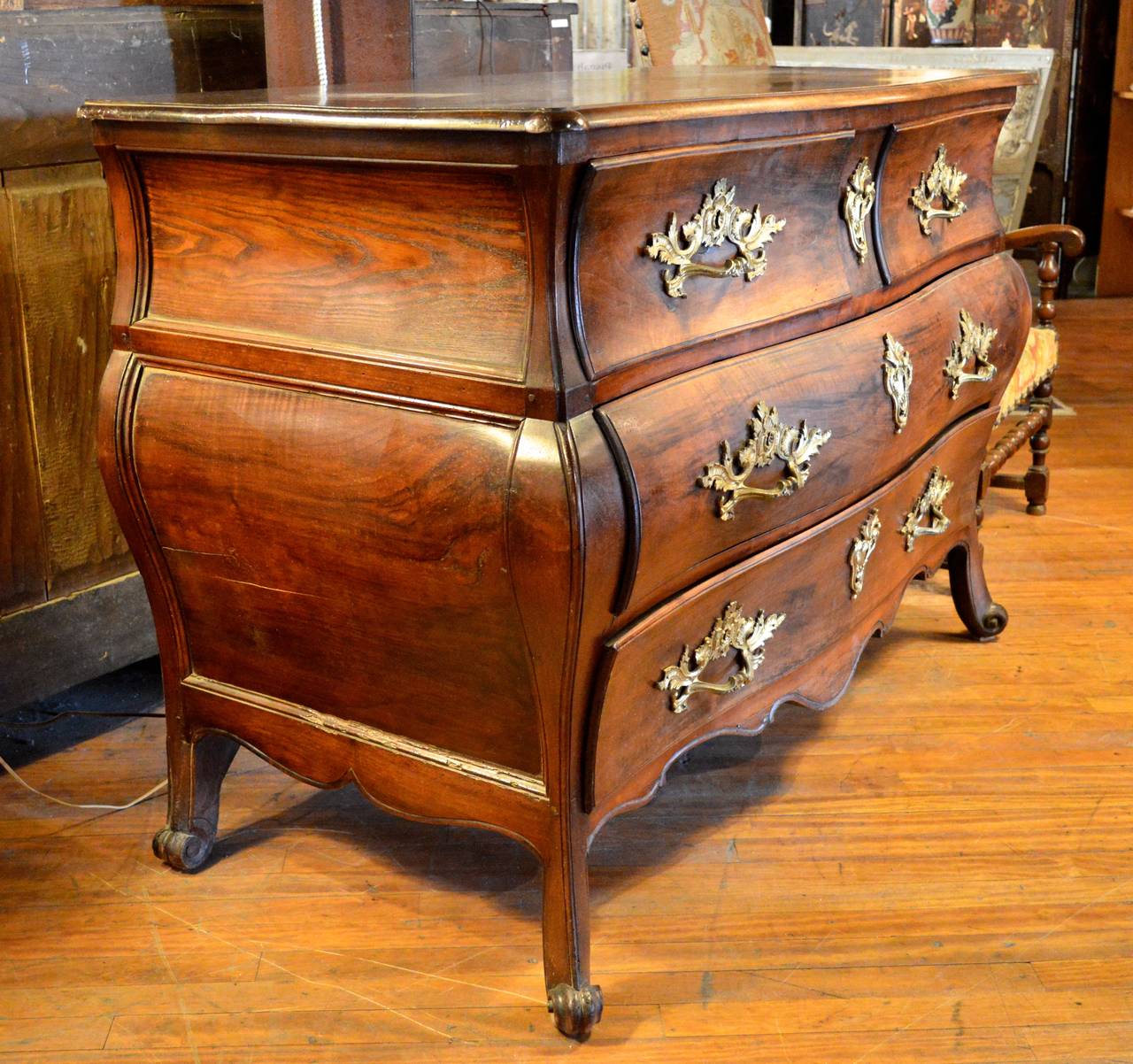 18th Century Louis XV French Provincial Serpentine Commode