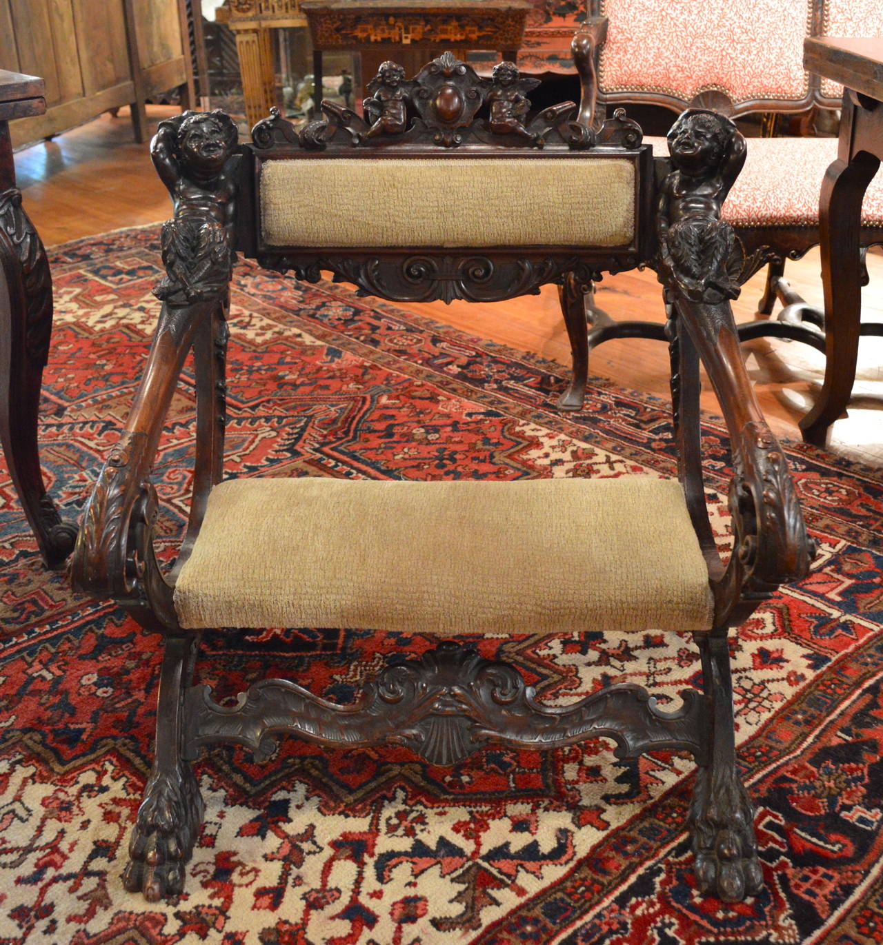 18th Century Carved Walnut Italian Armchair