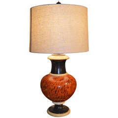 French Faux Tortoise and Ceramic Lamp