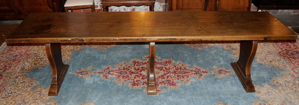 19th Century French Provincial Elm Monastery Table For Sale