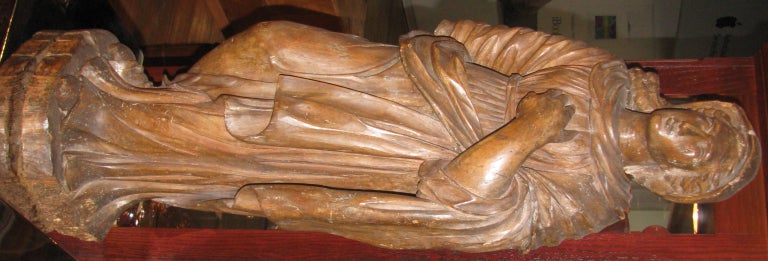 French Carved Walnut Mary Magdalene Statue