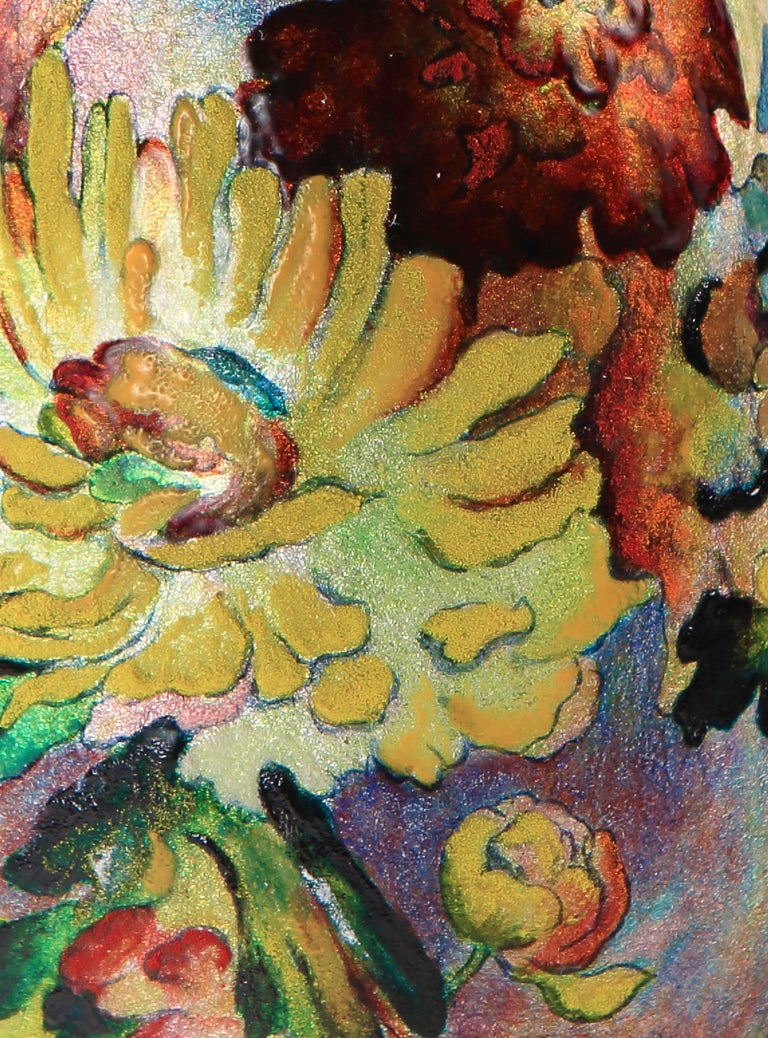 Vase floral émaillé Art Déco par, Camille Fauré
