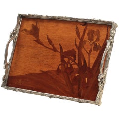 French Art Nouveau Marquetry Serving Tray