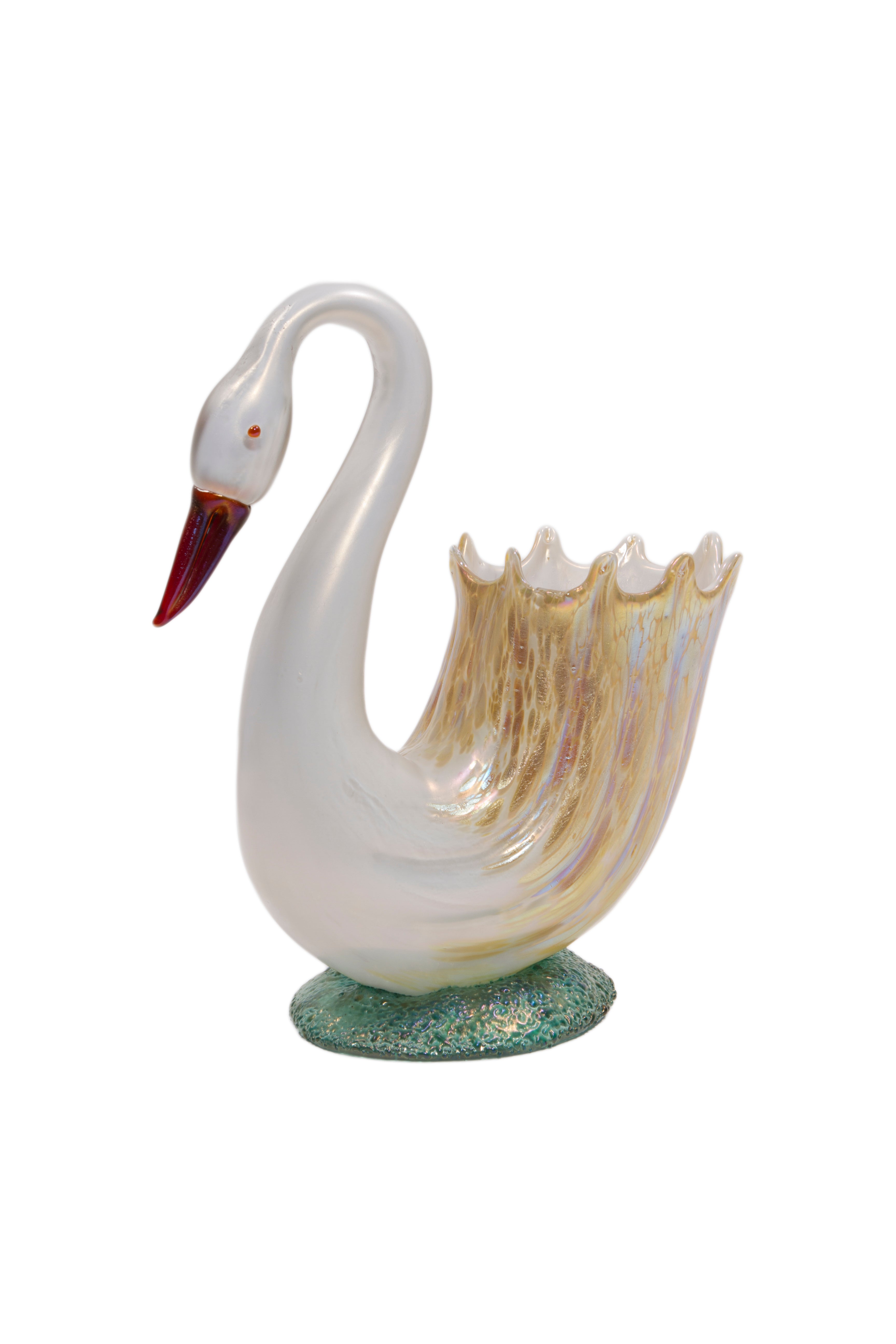 An Austrian Art Nouveau Swan Vase by, Loetz